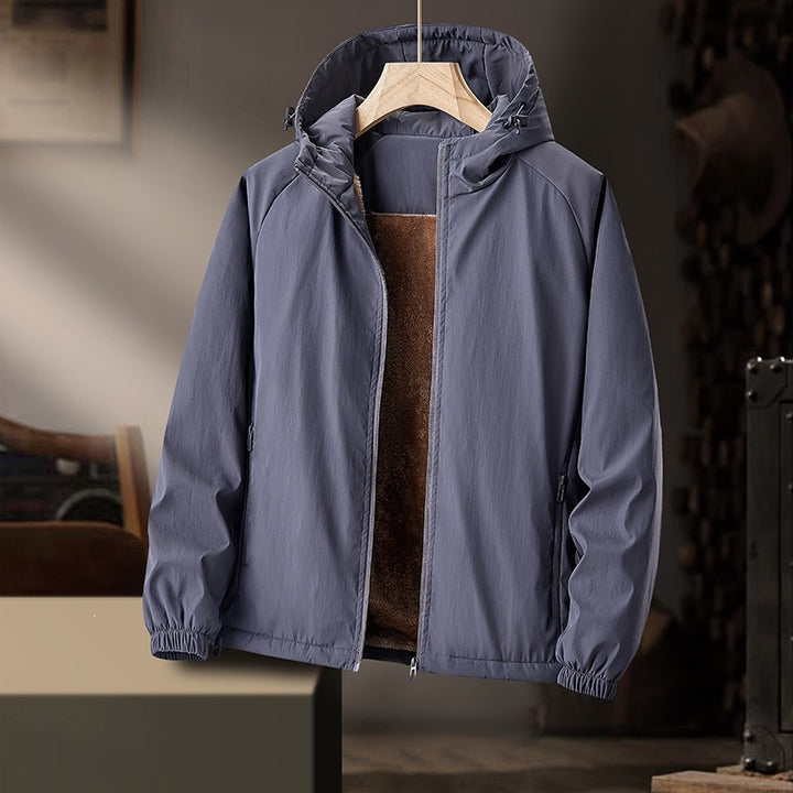 Men's Lightweight Hooded Transition Jacket with Teddy Lining & Wind Resistant Shell Mune Fashion