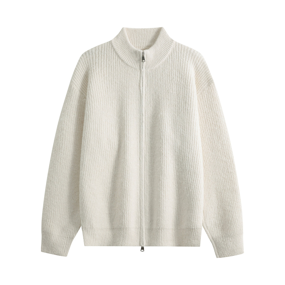 Women's Oversized Cardigan with Round Neck, Ribbed Hem & Contrast Buttons Mune Fashion