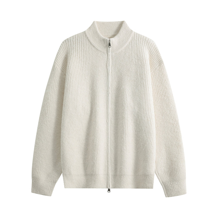 Women's Oversized Cardigan with Round Neck, Ribbed Hem & Contrast Buttons Mune Fashion