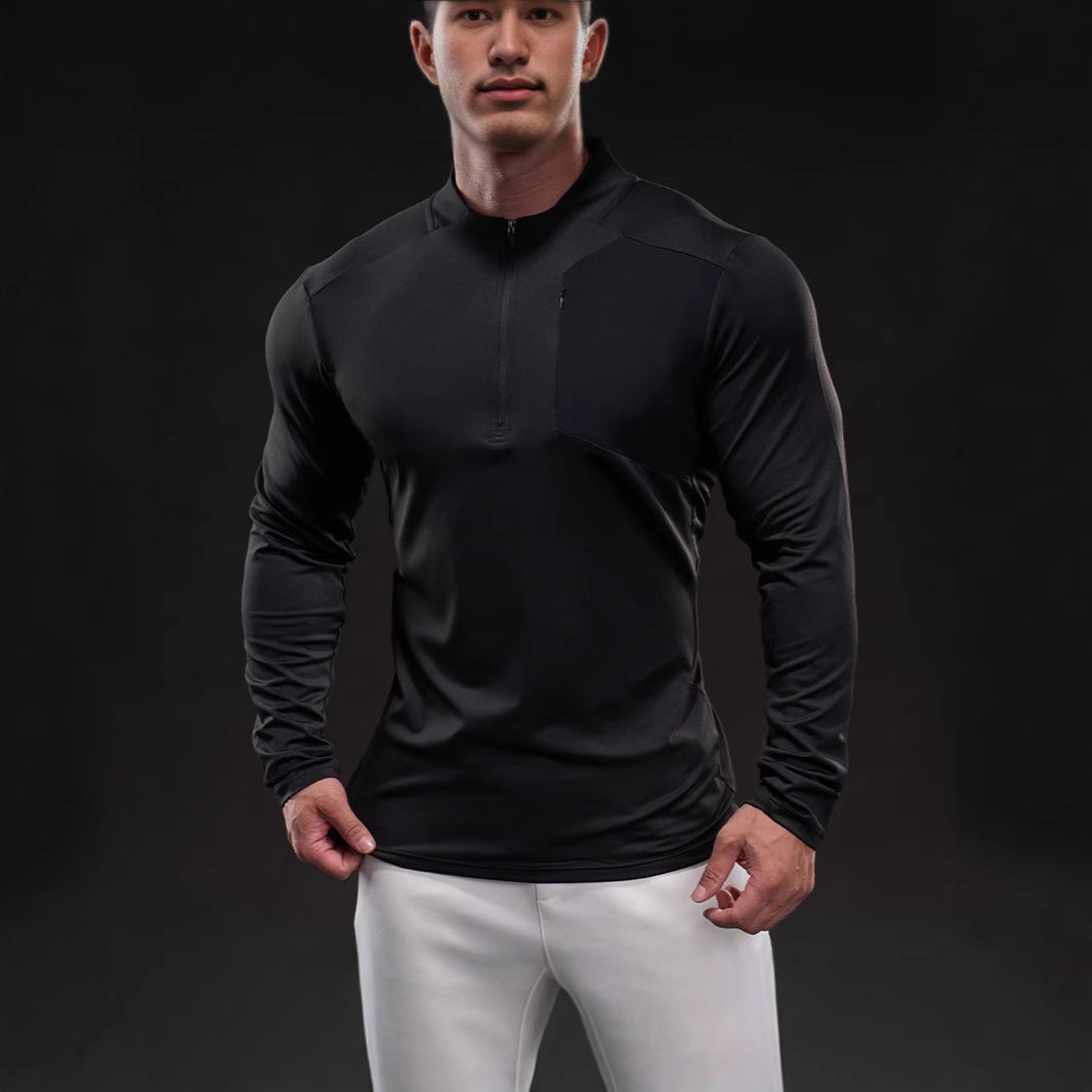 Men Breathable Functional Long Sleeve Shirt with Short Zip and Slim Fit Mune Fashion
