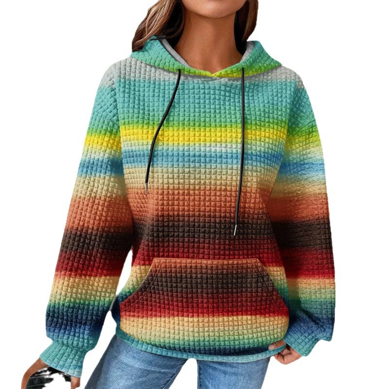 Women’s Fashionable Hooded Sweater in Checkered Design Mune Fashion