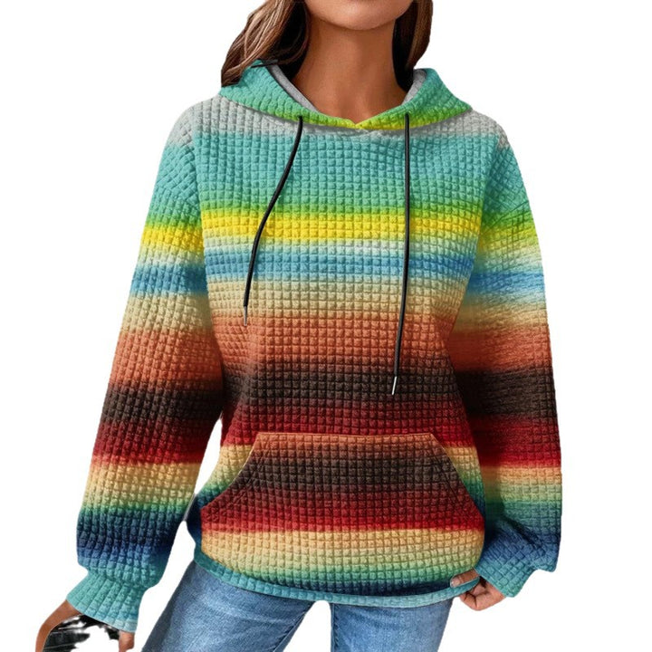 Women’s Fashionable Hooded Sweater in Checkered Design Mune Fashion