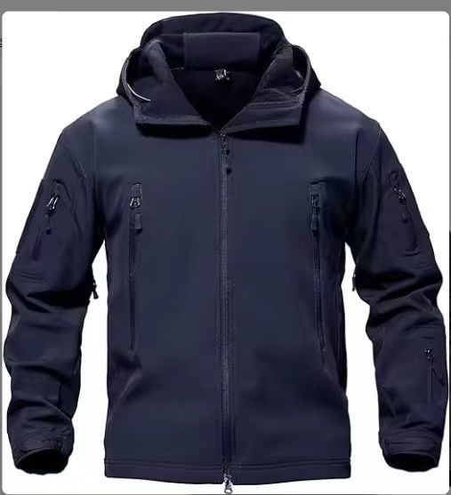Men's Tactical Softshell Jacket with Hood, Camouflage Pattern and Multiple Zipper Pockets Mune Fashion
