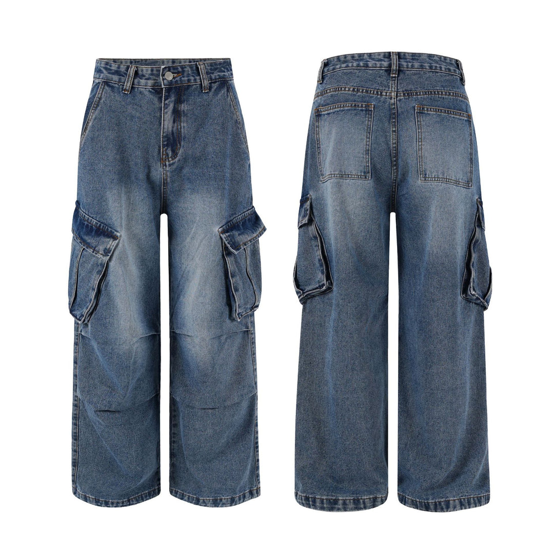 Men's extra-wide panel denim cargo pants in a loose baggy cut with knee panels Mune Fashion