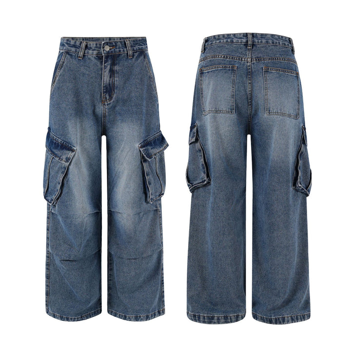 Men's extra-wide panel denim cargo pants in a loose baggy cut with knee panels Mune Fashion