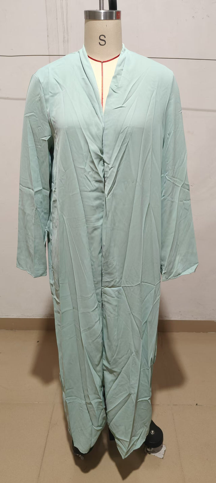 Women Long Kaftan Coat with Flowing V-Neck Draping Drune