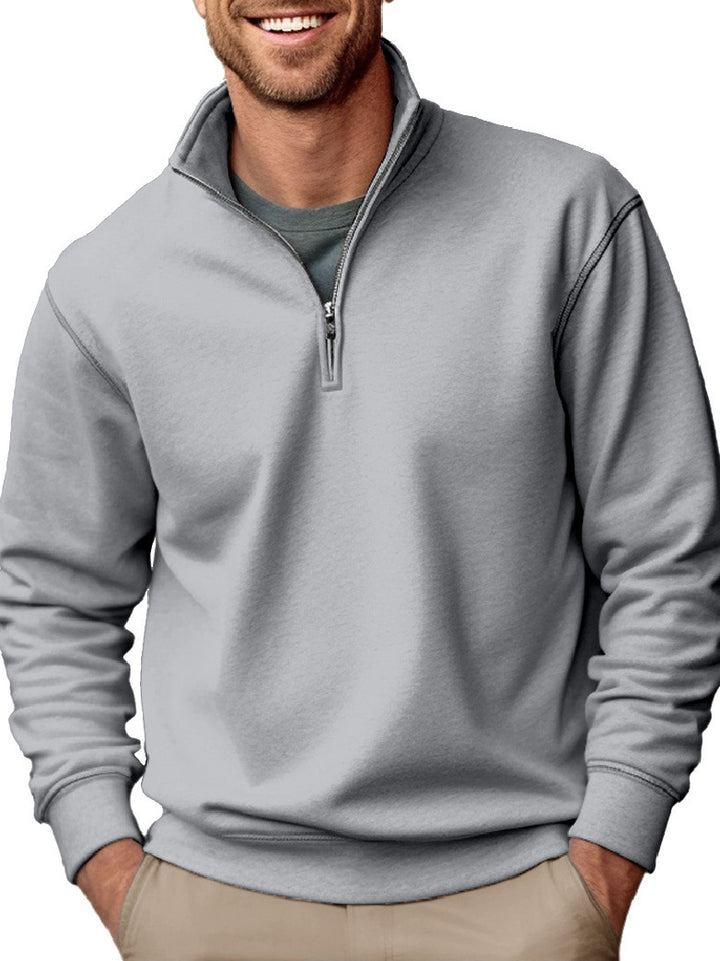 Men's half-zip sweatshirt with stand-up collar and soft fleece interior lining Mune Fashion