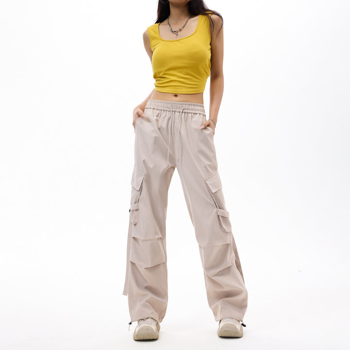 Herren Baggy‑Cargo‑Hose mit modularen Klappfächern, Band‑Details und Kordelbund Mune Fashion