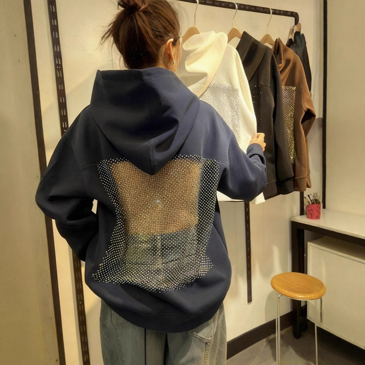 Women's hooded sweatshirt with transparent embroidered back section Mune Fashion