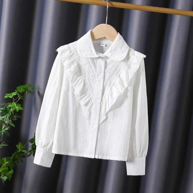 Women’s blouse with ruffle details and fine embroidery Mune Fashion
