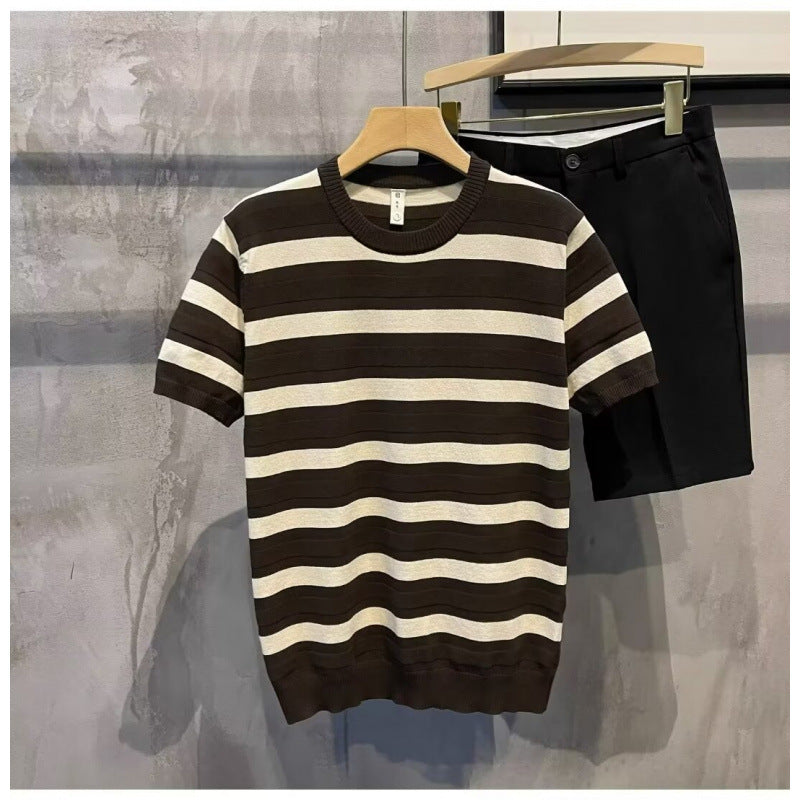 Men's Stylish Short Sleeve Striped T-Shirt Mune Fashion