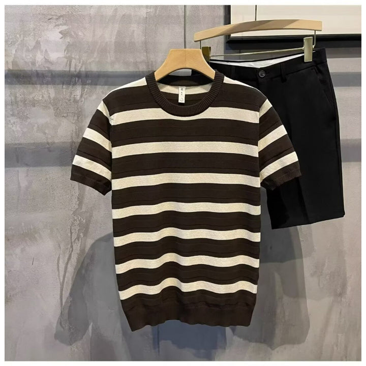 Men's Stylish Short Sleeve Striped T-Shirt Mune Fashion