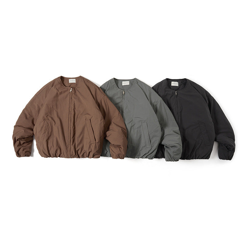 Unisex Lightweight Boxy Transition Jacket without Collar with Full Zip and Elastic Hem Mune Fashion