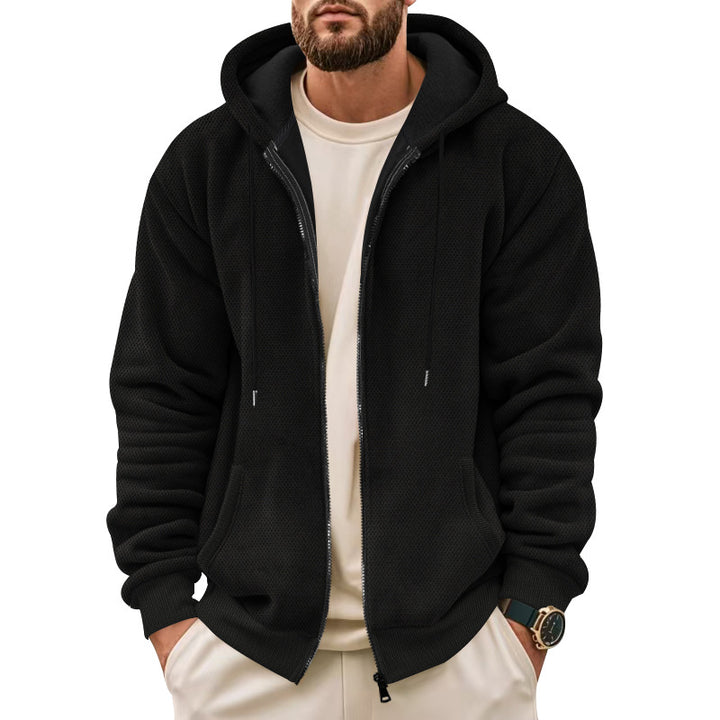 Men's hooded sweat jacket with full zip and waffle structure Mune Fashion