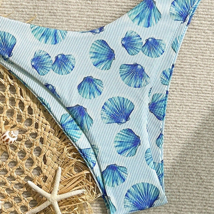 Women's triangle bikini with shell print and delicate ruffle details Mune Fashion