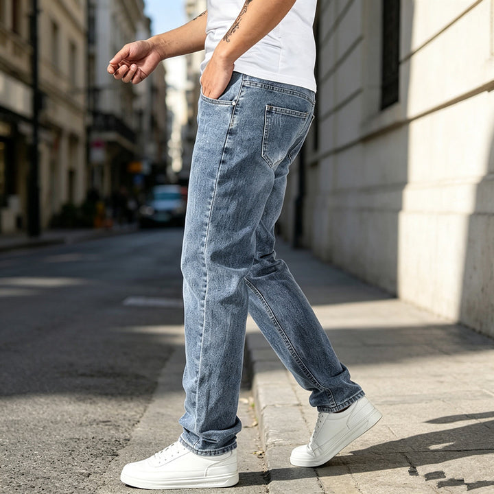 Men's Elegant Slim-Fit Jeans with Fashionable Used-Look Mune Fashion