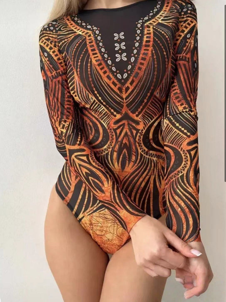 Women’s swimsuit with long sleeves and elegant floral design Mune Fashion