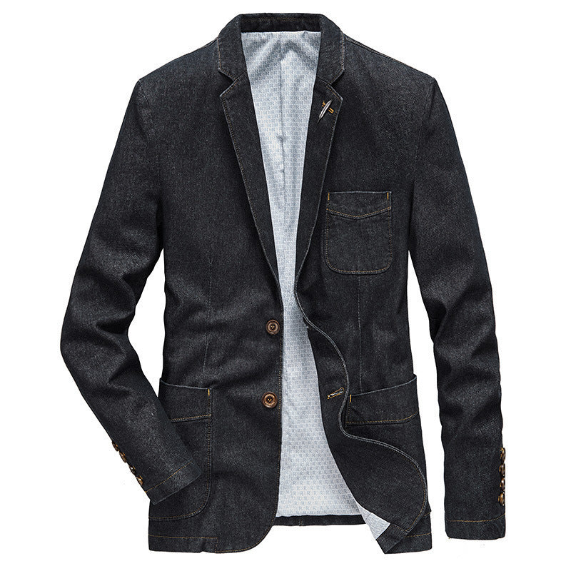 Men's denim jacket in tailored casual cut with patch pockets and lapel collar Mune Fashion