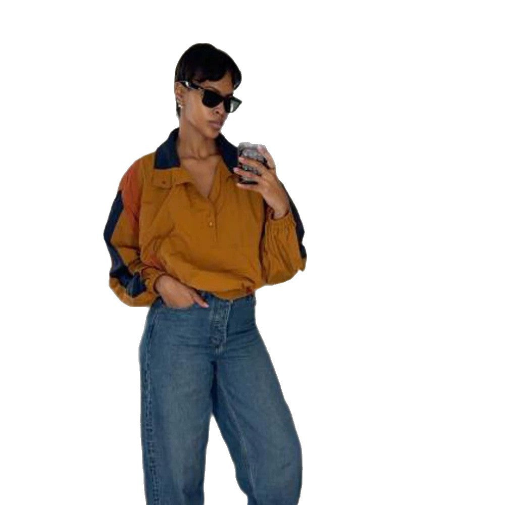 Women's short-cut oversized blouson jacket with hood, elastic hem, and balloon sleeves Mune Fashion