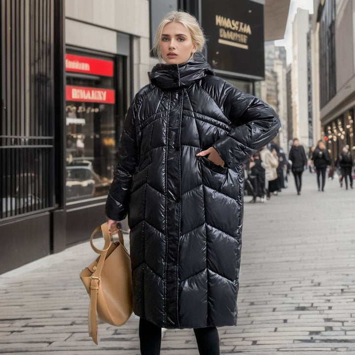 Women's Long Insulated Puffer Jacket with Voluminous Cut and Practical Side Pockets Mune