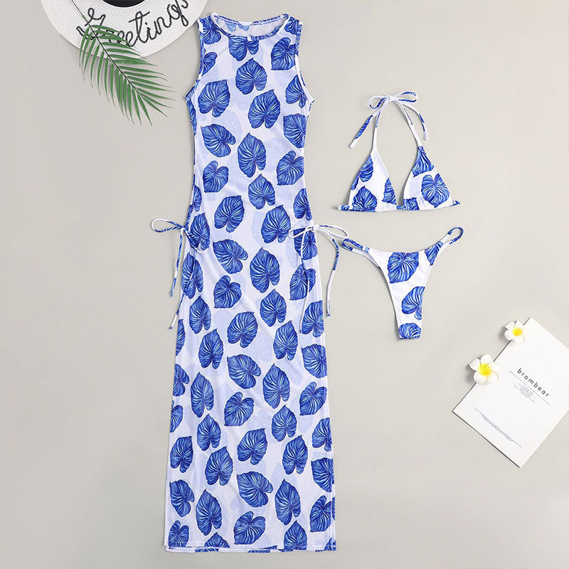 Ladies' maxi dress with thematic leaf pattern Mune Fashion