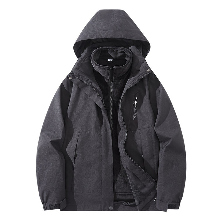 Men's water-repellent two-layer trekking jacket with removable fleece inner jacket and hood Mune Fashion