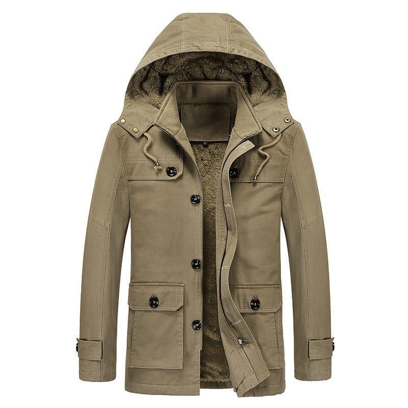 Men's Canvas Military Parka with Teddy Fleece Lining and Multifunctional Pockets Mune Fashion