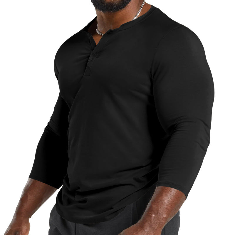 Men's Long Sleeve Henley made of lightweight cotton blend Mune Fashion