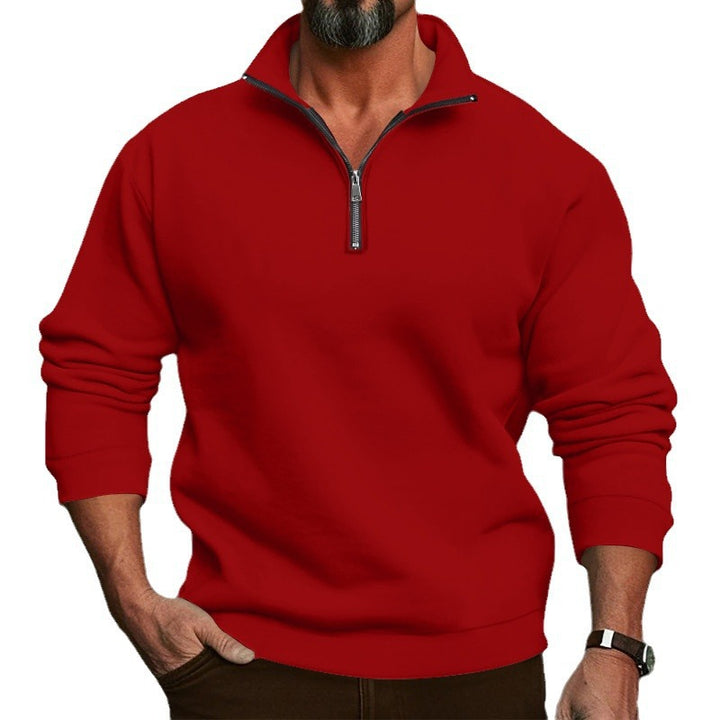 Men's Comfort Half-Zip Sweatshirt made of French Terry with Stand-Up Collar Mune Fashion