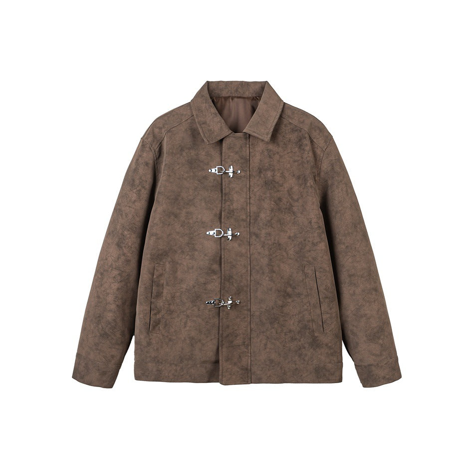 Unisex Short-cut Blouson in suede look with distinctive toggle closures Mune Fashion