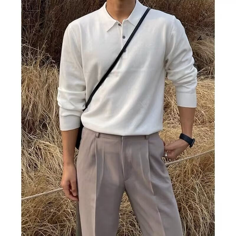 Men's Elegant Polo Shirt with Fine Structure Mune Fashion