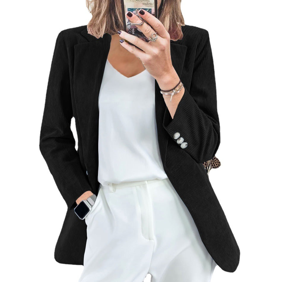 Women's corduroy blazer in oversized cut with lapels and decorative buttons Mune Fashion