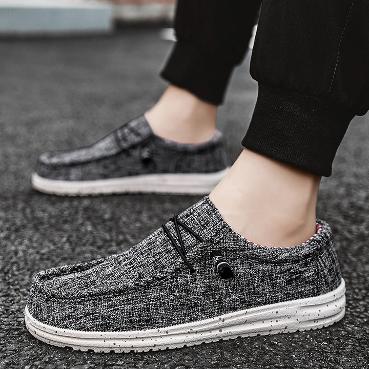 Unisex nan mélange knitted moccasin slipper with elastic drawstring and cushioned EVA sole Mune Fashion