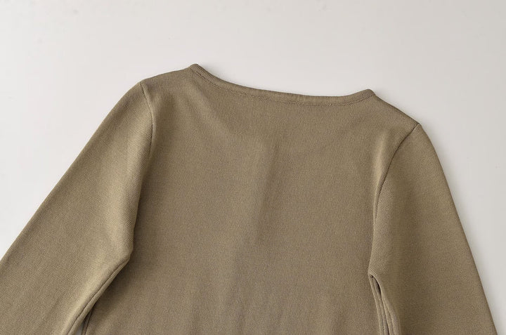 Women's fine knit long sleeve with Henley button placket and flared trumpet sleeves Mune Fashion