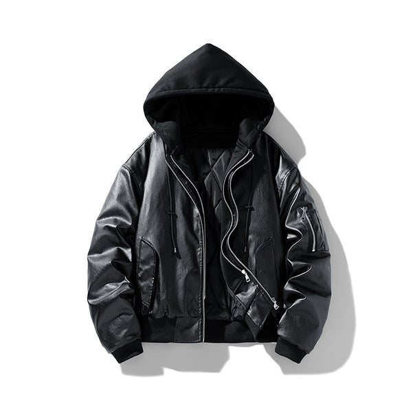 Herren Kapuzen-Bomberjacke mit Wildlederoptik, gesteppter Thermofütterung und Ärmeltasche Mune Fashion