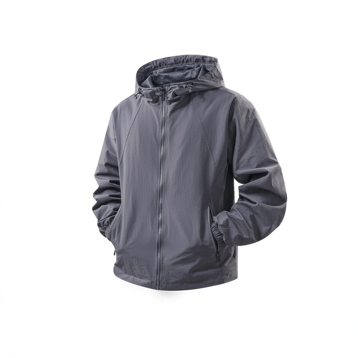 Men's Lightweight Breathable Hooded Windbreaker with Mesh Lining and Zipper Pockets Mune Fashion