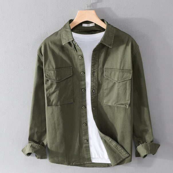 Men's Robust Cotton Twill Overshirt with Patch Chest Pockets and Relaxed Fit Mune Fashion