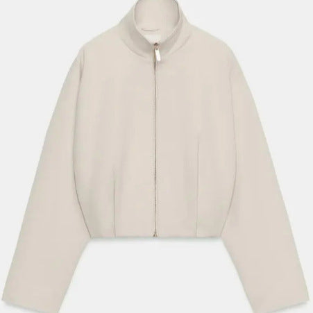 Women’s short-cut boxy blouson with high stand-up collar and dropped shoulders Mune Fashion