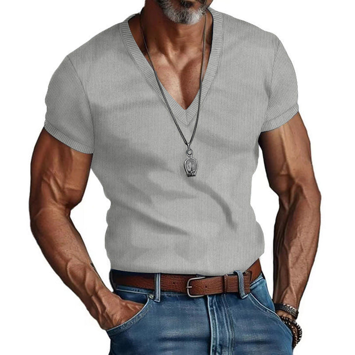 Men's Short Sleeve V-Neck T-Shirt Mune Fashion
