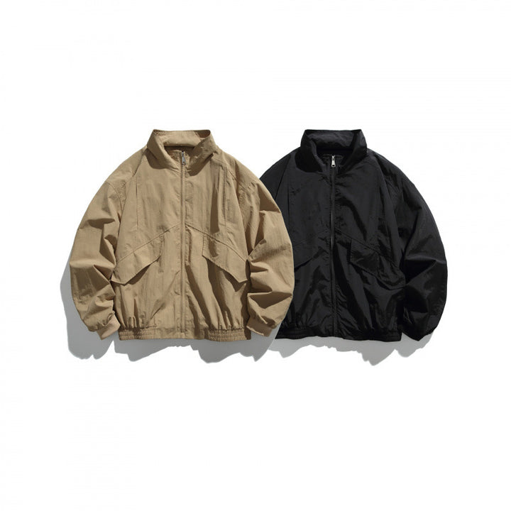 Unisex Lightweight Nylon Bomber Jacket with Stand-Up Collar, Full Zip and Elastic Hem Mune Fashion