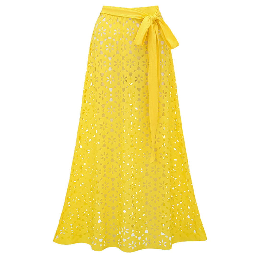 Women's Swimsuit and Skirt with Floral Cutouts Mune Fashion