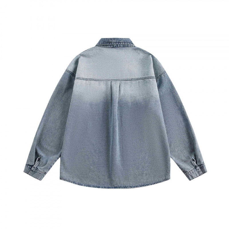 Unisex Oversized Denim Shirt with Washed Look and Chest Pocket Mune Fashion
