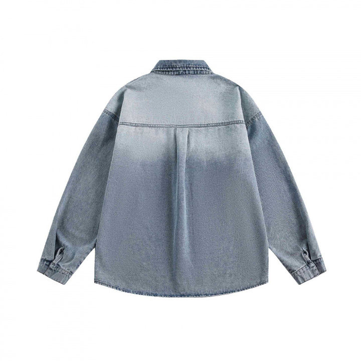 Unisex Oversized Denim Shirt with Washed Look and Chest Pocket Mune Fashion