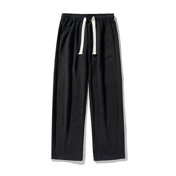 Unisex Wide Relaxed Leisure Pants with Elastic Waistband, Drawstring and Distinctive Creases Mune Fashion