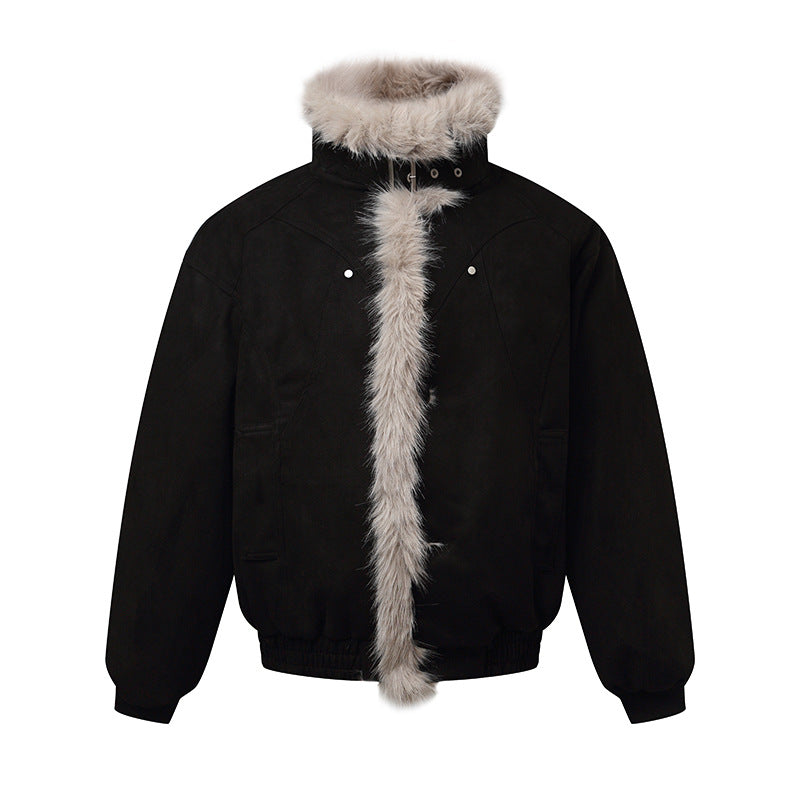 Men's bomber jacket in aviator look with faux fur trim and buckle collar Mune Fashion