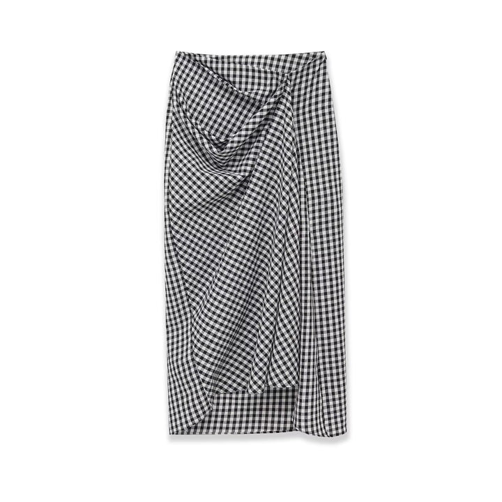 Women's midi skirt with wrap detail and gingham checks Mune Fashion