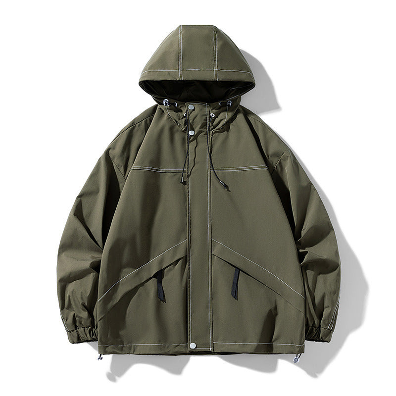 Men's Sporty Transitional Jacket with Adjustable Hood Closure Mune Fashion