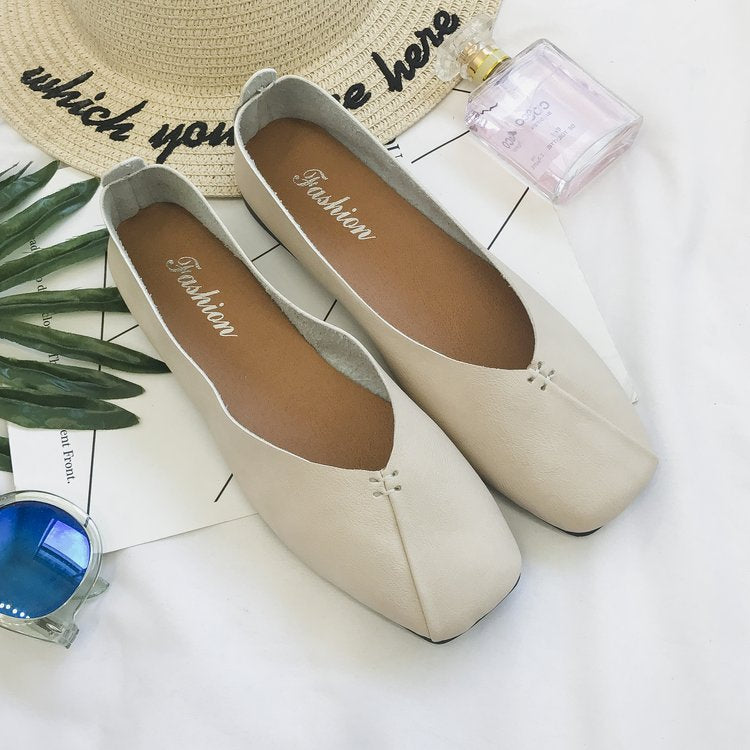 Ladies nan square ballerina slippers made of soft synthetic leather with cushioned comfort insole Mune Fashion