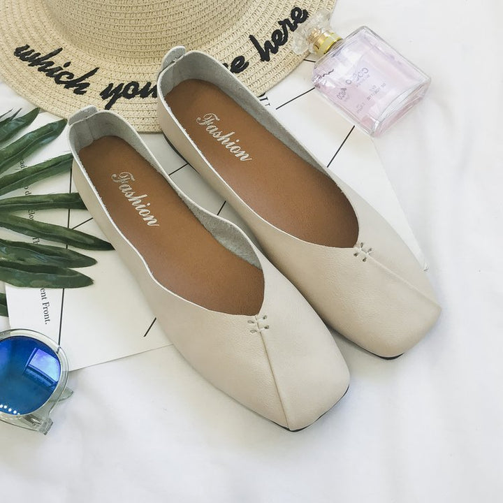 Ladies nan square ballerina slippers made of soft synthetic leather with cushioned comfort insole Mune Fashion