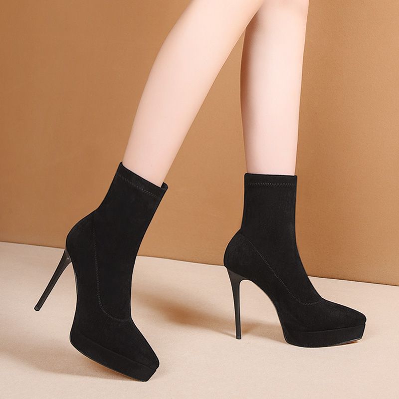 Women’s Sock Ankle Boot with Platform and High Stiletto Mune Fashion